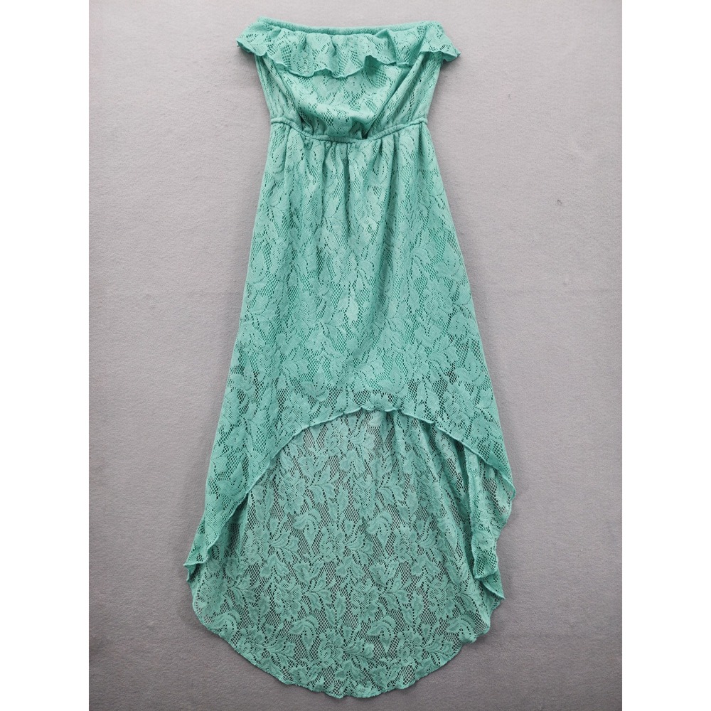 Wet Seal Mint Green Lace Strapless High‎ Low Maxi Dress Ruffle Boho Summer Small